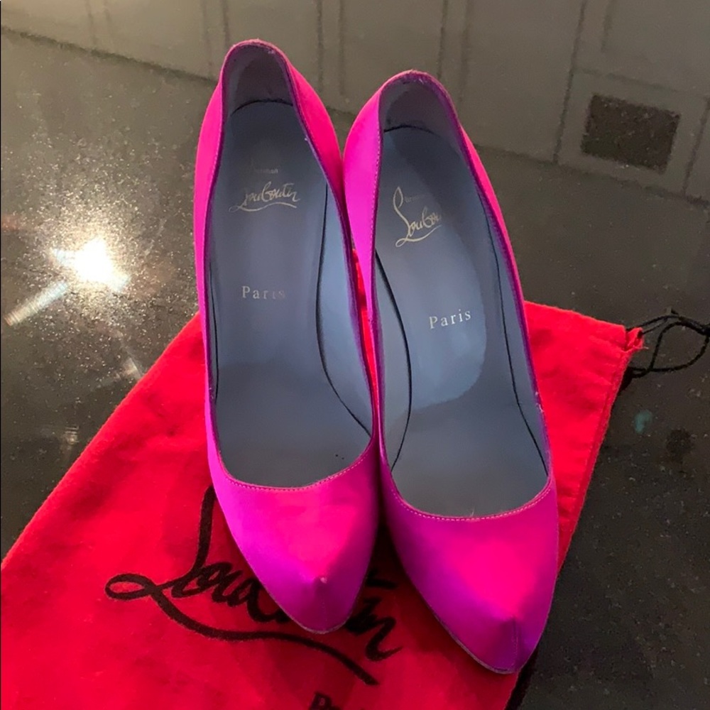 Christian Louboutin Hot Pink Pointed-Toe Pumps